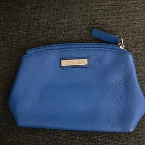 Calvin Klein Royal Blue Leather Cosmetic Pouch